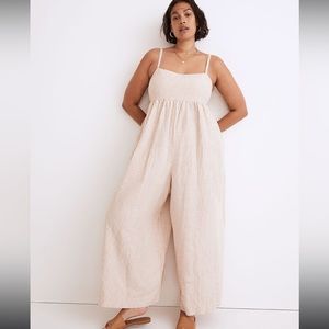 Madewell linen tie back wide leg jumpsuit